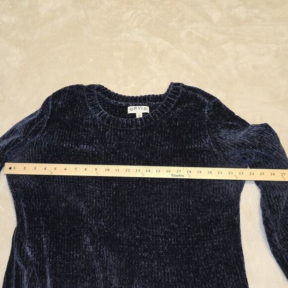 Orvis Women’s Large Navy Blue Chenille Pullover Sweater Long Sleeve Soft Knit L - Picture 7 of 10